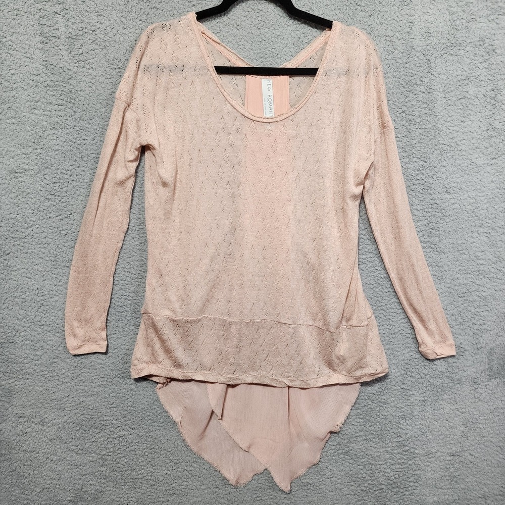 Free People New Romantics Casual‎ Flowy High Low Pink Top Small Cotton Sheer